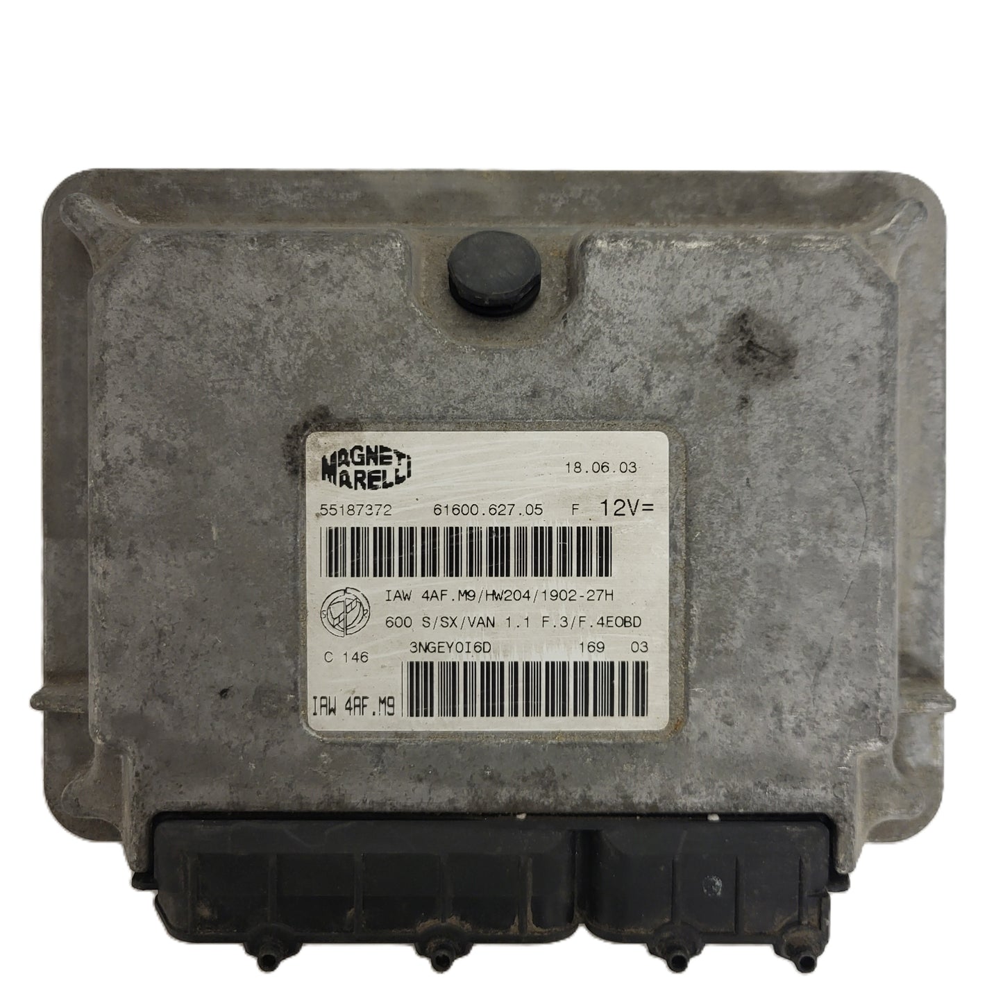 Fiat Seicento 600 ECU / 55187372 / IAW 4AF.M9 / 61600.627.05 / HW204 / MAGNETI MARELLI