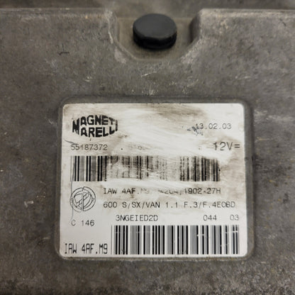 Fiat Seicento 600 ECU / 55187372 / IAW 4AF.M9 / 61600.627.05 / HW204 / MAGNETI MARELLI