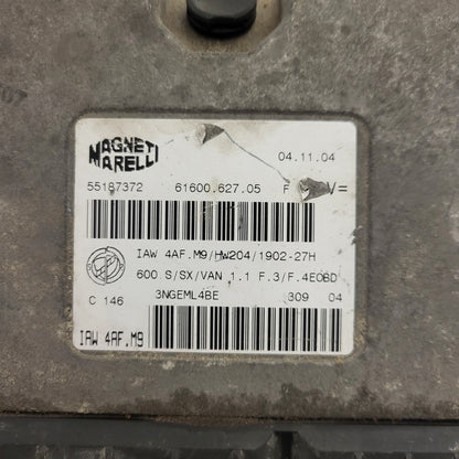 Fiat Seicento 600 ECU / 55187372 / IAW 4AF.M9 / 61600.627.05 / HW204 / MAGNETI MARELLI