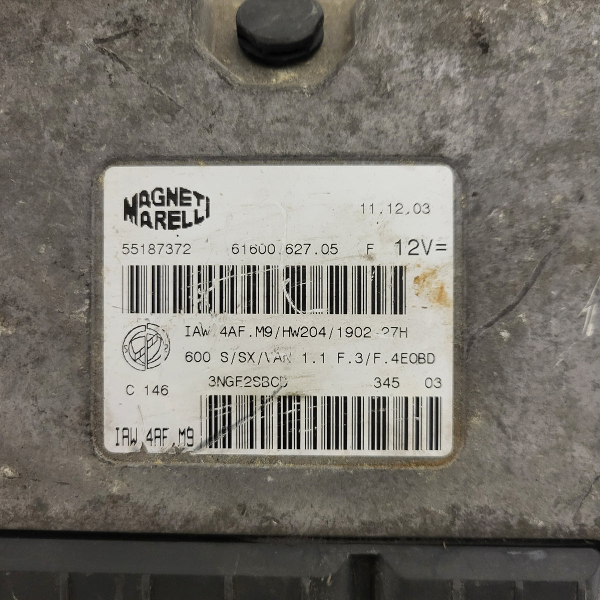 Fiat Seicento 600 ECU / 55187372 / IAW 4AF.M9 / 61600.627.05 / HW204 / MAGNETI - B72-09 - 2