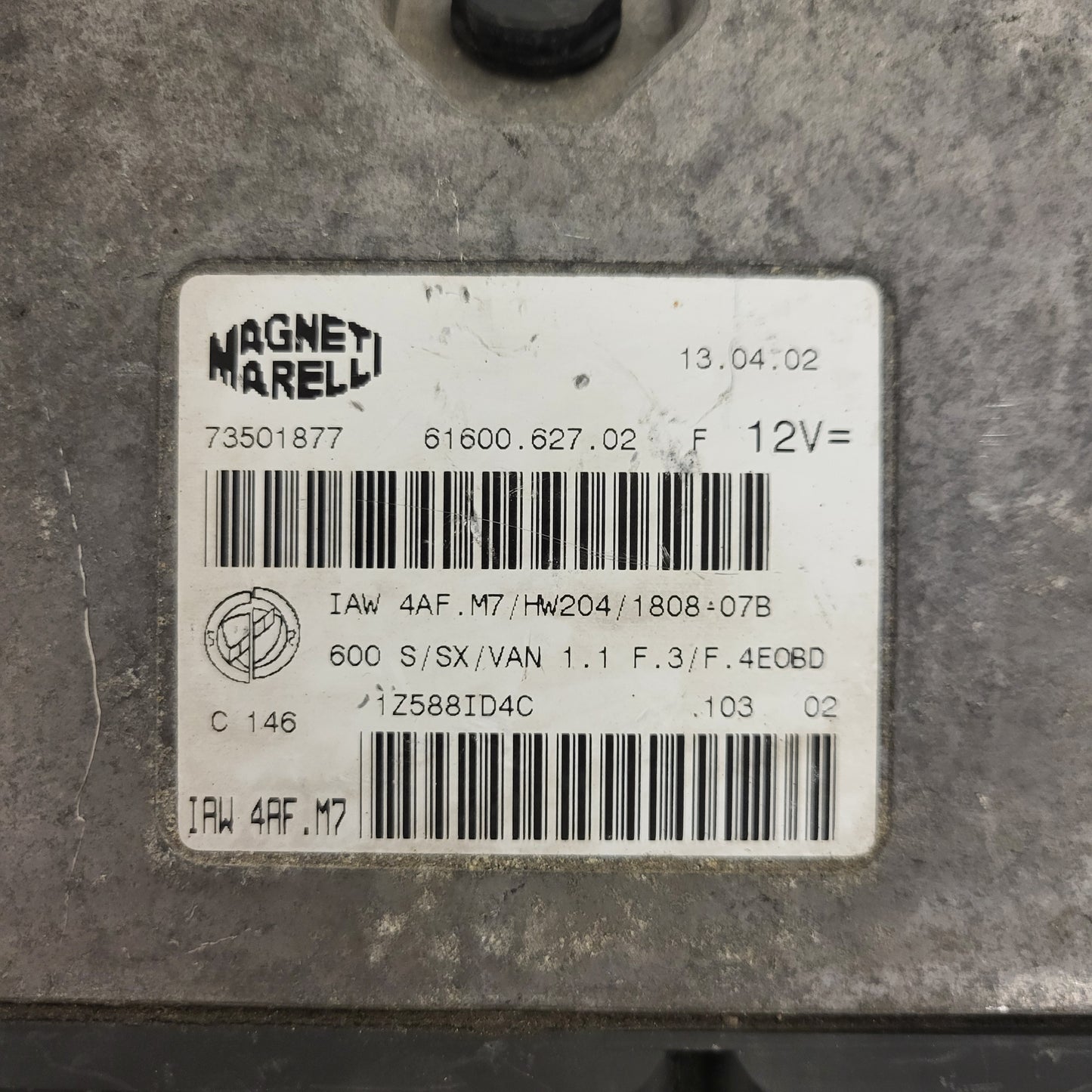 Fiat 600 ECU / IAW4AF.M7 / 73501877 / HW204 / MAGNETI MARELLI