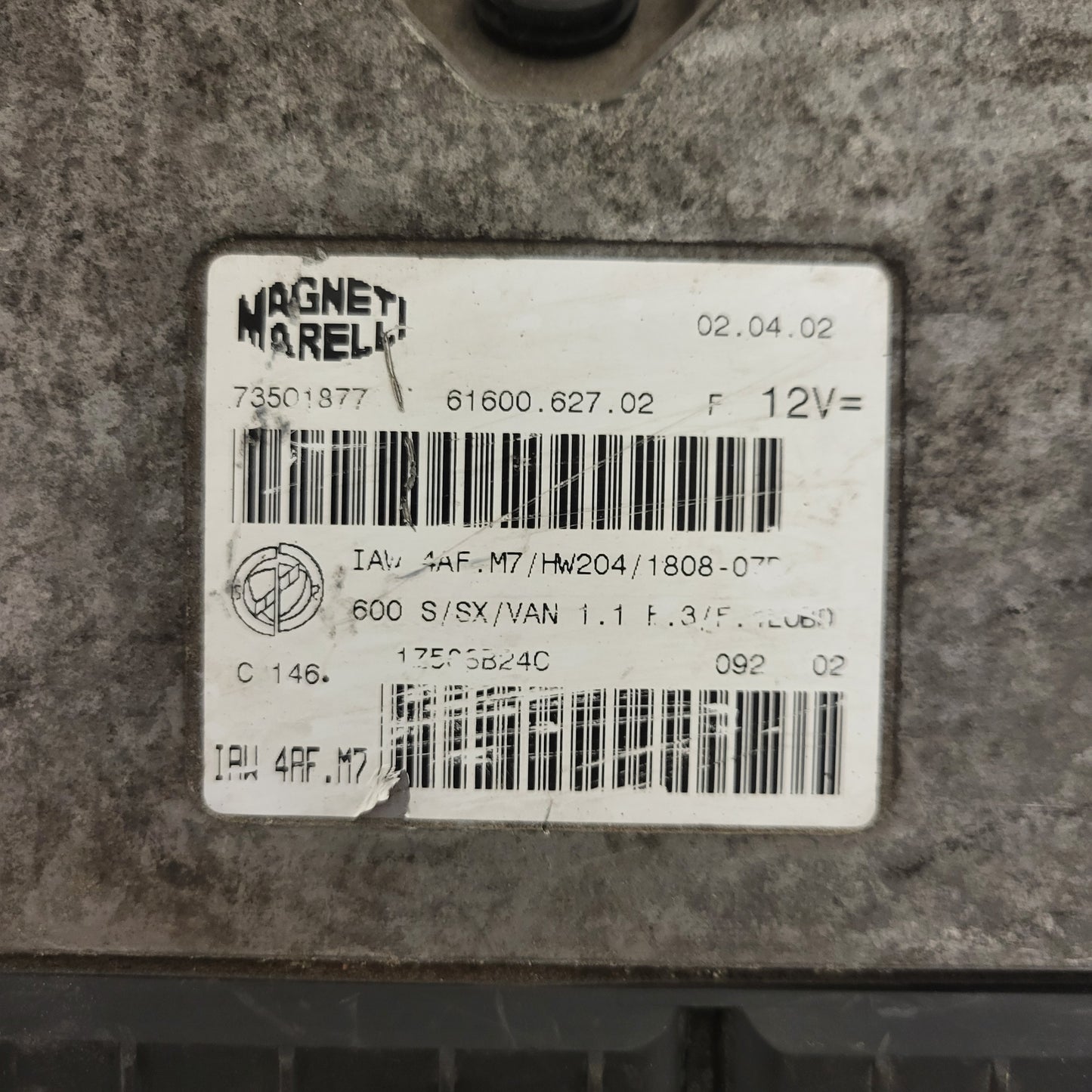 Fiat 600 ECU / IAW4AF.M7 / 73501877 / HW204 / MAGNETI MARELLI