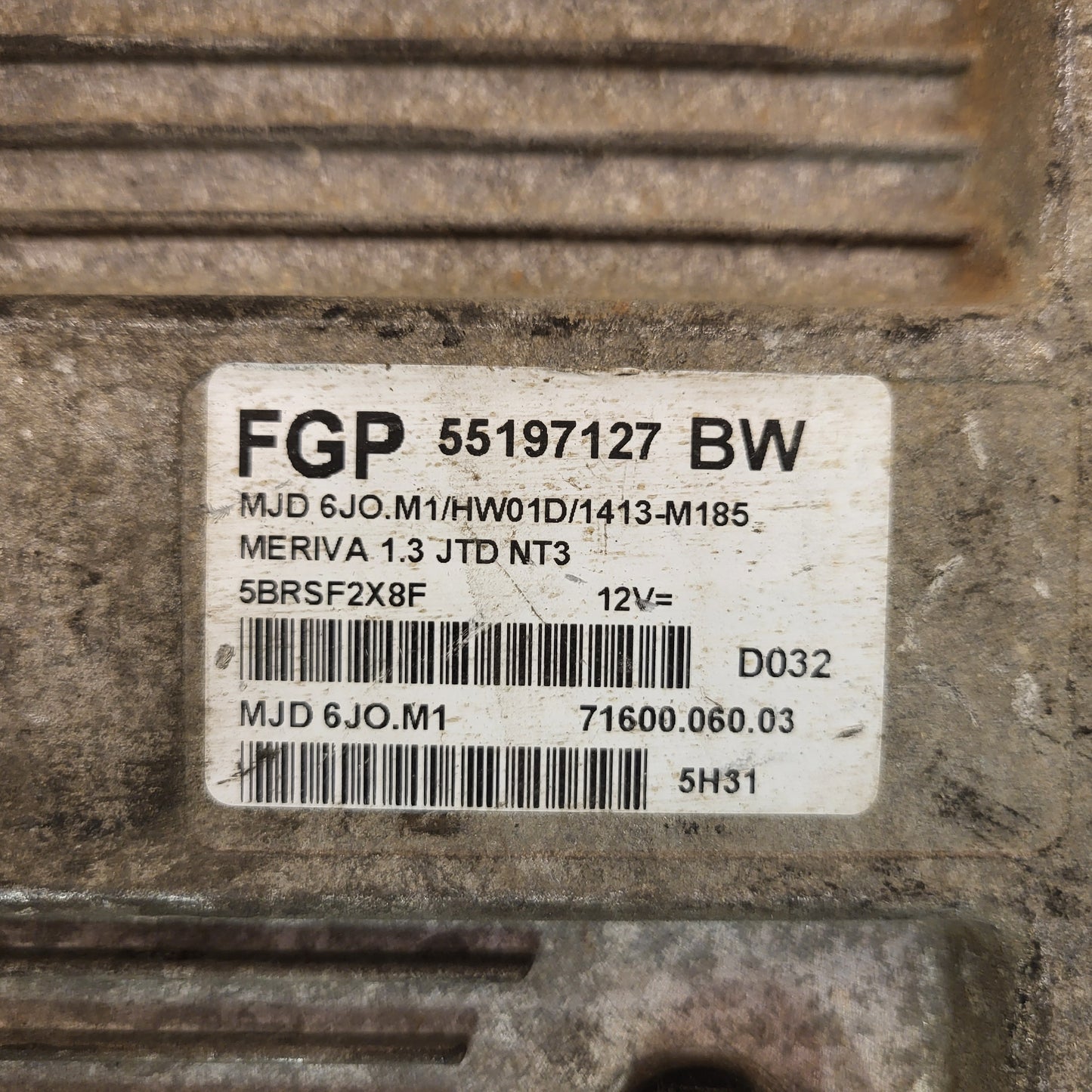 OPEL MERIVA ECU / 55197127 / MJD 6JO.M1 / HW01D / 71600.060.03 / MAGNETI MARELLI