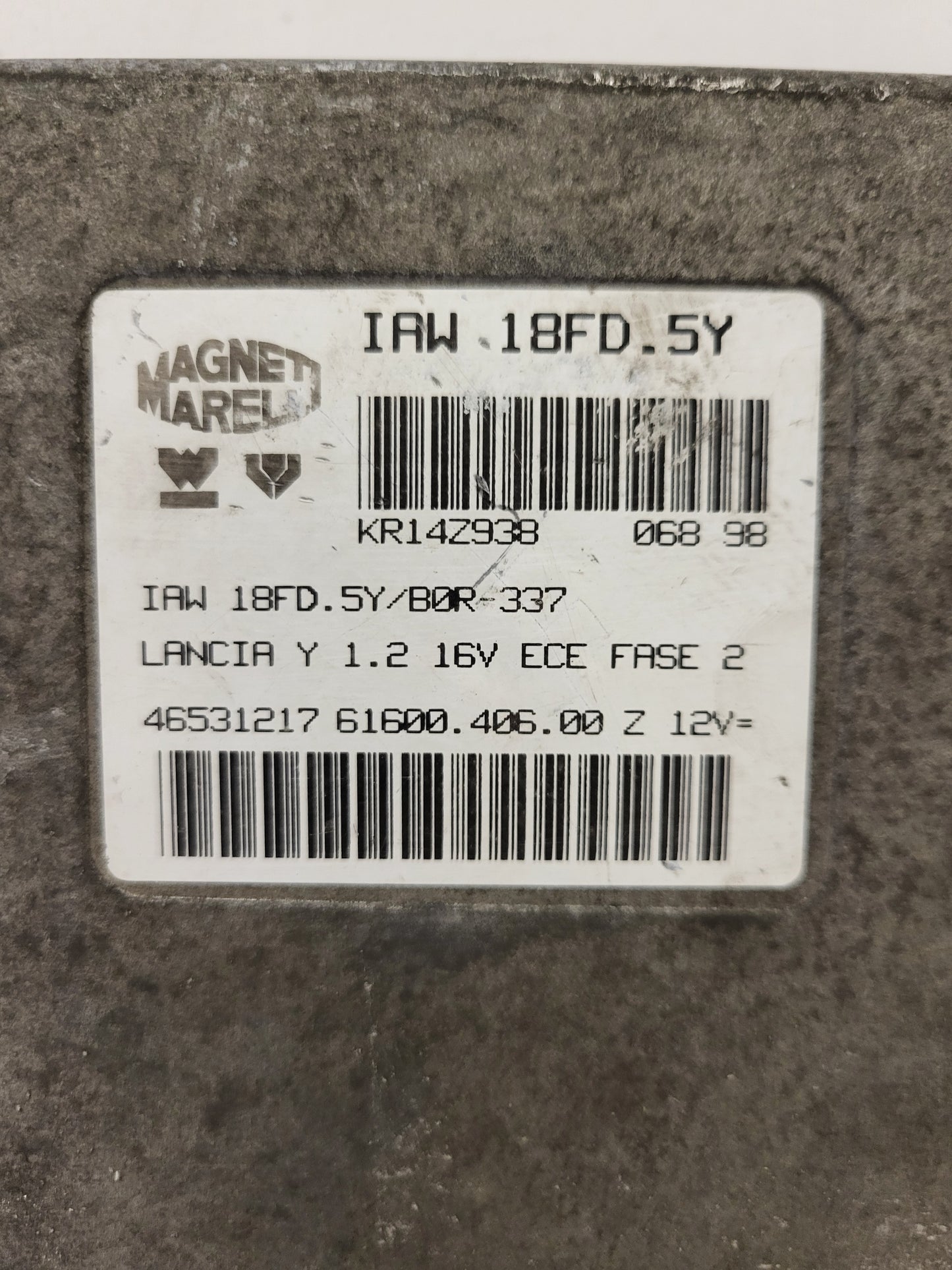 LANCIA Y 1.2 16V ECU / 46531217 / IAW 18FD.5Y / 61600.406.00 / MAGNETI MARELLI