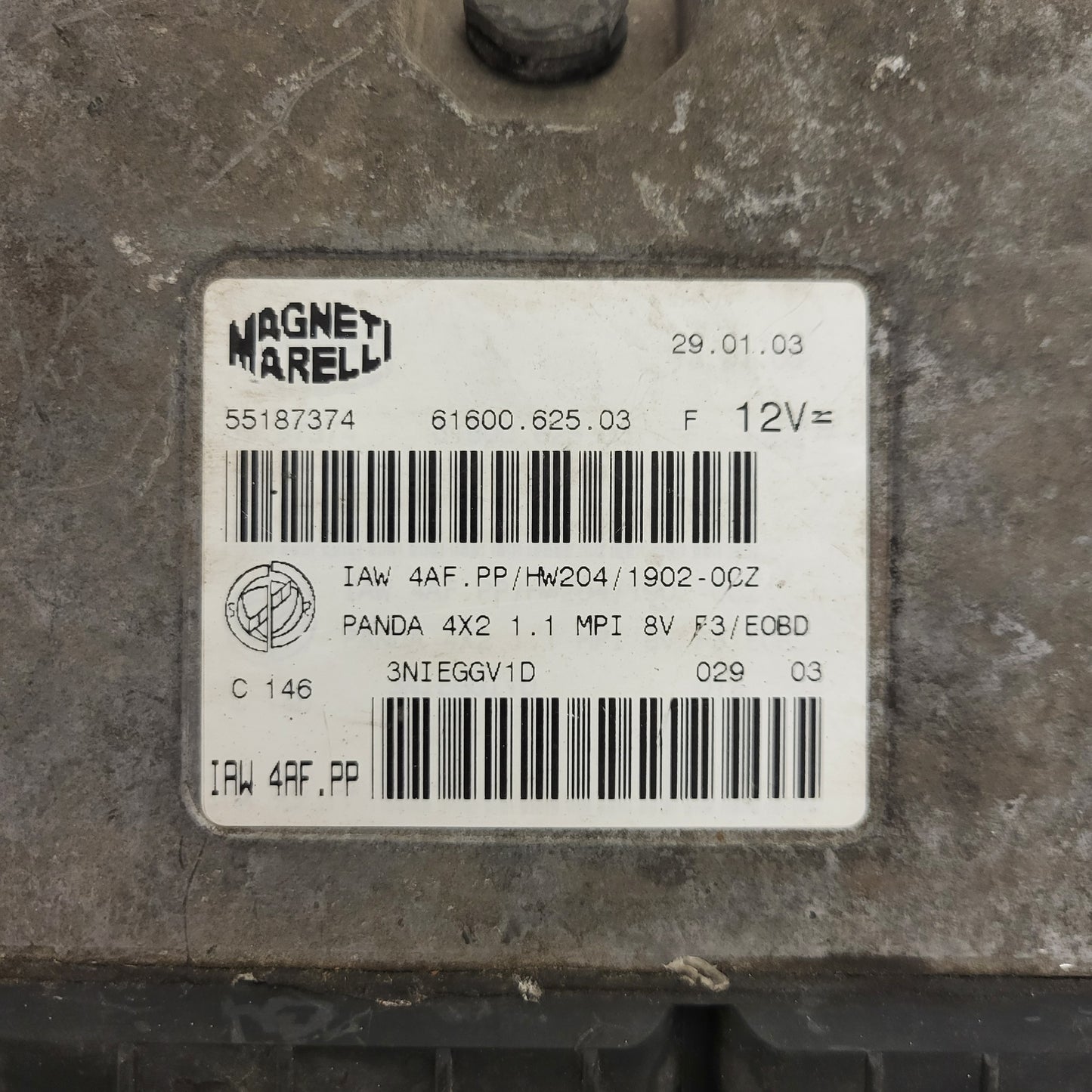 FIAT PANDA 1.1 ECU / 55187374 / IAW4AF.PP / HW204 / 61600.625.03 MAGNETI MARELLI
