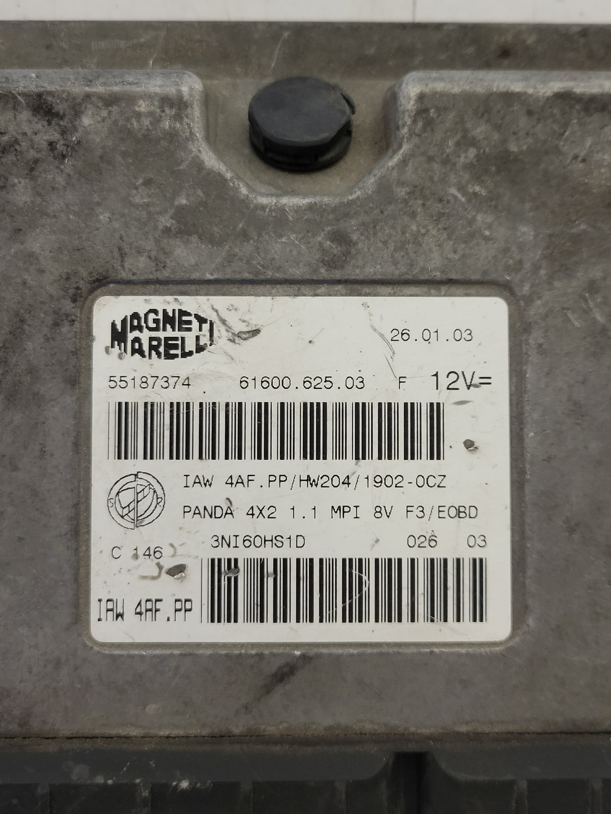 FIAT PANDA 1.1 ECU / 55187374 / IAW4AF.PP / HW204 / 61600.625.03 MAGNETI MARELLI - B74-23 - 2