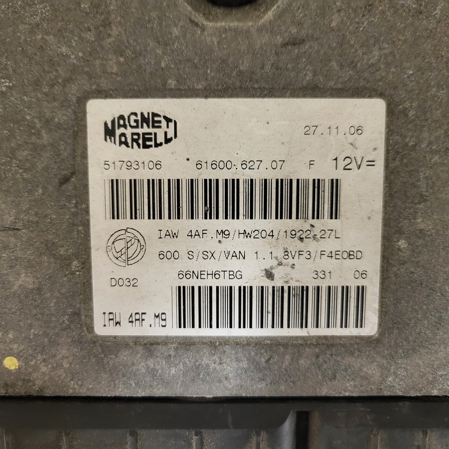 Fiat Seicento 600 ECU / 51793106 / IAW 4AF.M9 / 61600.627.07 / HW204