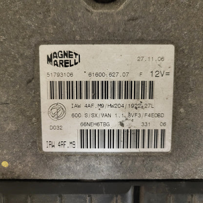 Fiat Seicento 600 ECU / 51793106 / IAW 4AF.M9 / 61600.627.07 / HW204