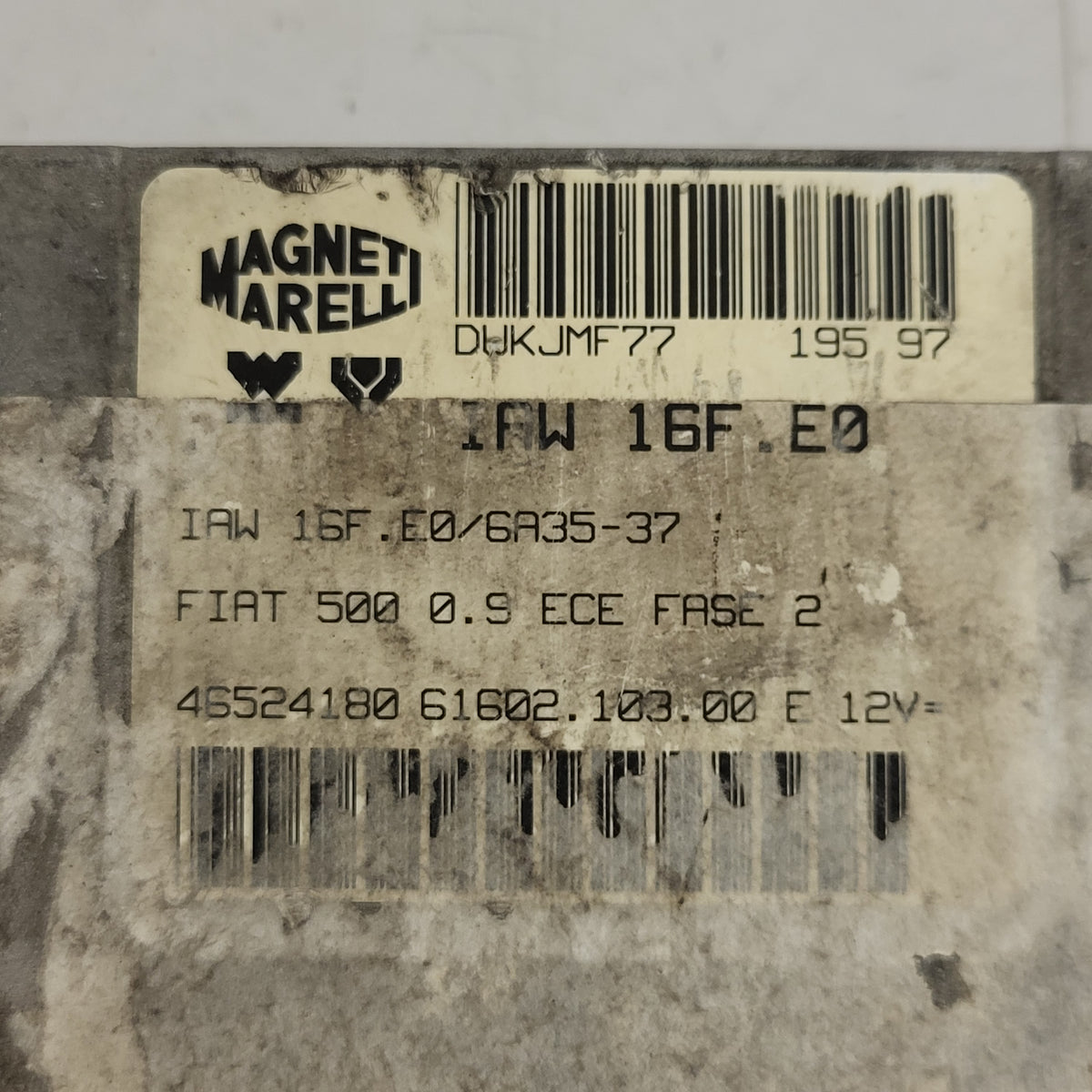 FIAT 500 .09 ECU / IAW 16F.E0 / 46524180 / 61602.103.00 / MAGNETI MARELLI - B75-07 - 2