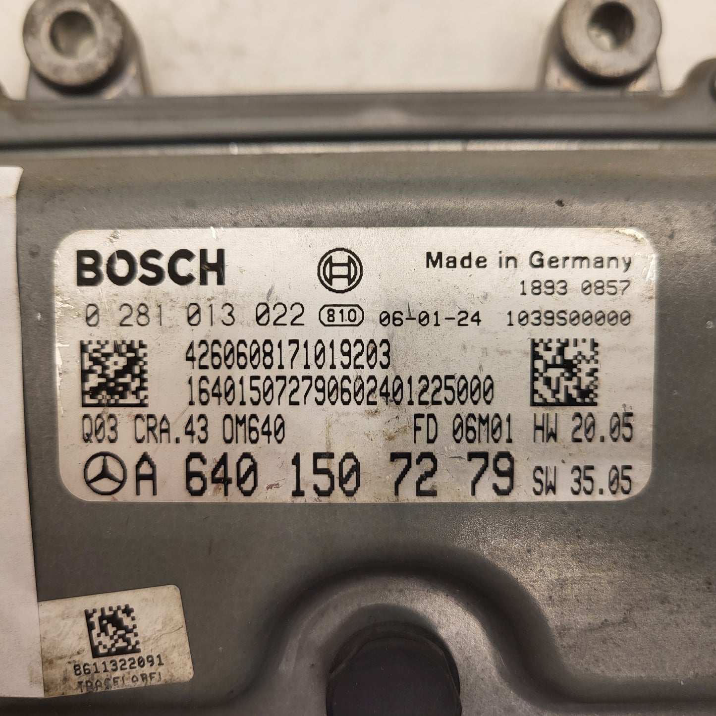 Mercedes a W169 ECU / 0281013022 / A6401507279 / CRA.43 / BOSCH