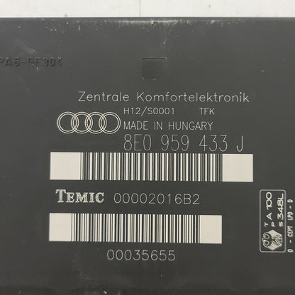 AUDI A4 B6 01-05 BODY COMPUTER ECU BCM / 8E0959433J / 8E0959433 / TEMIC - B75-18 - 2