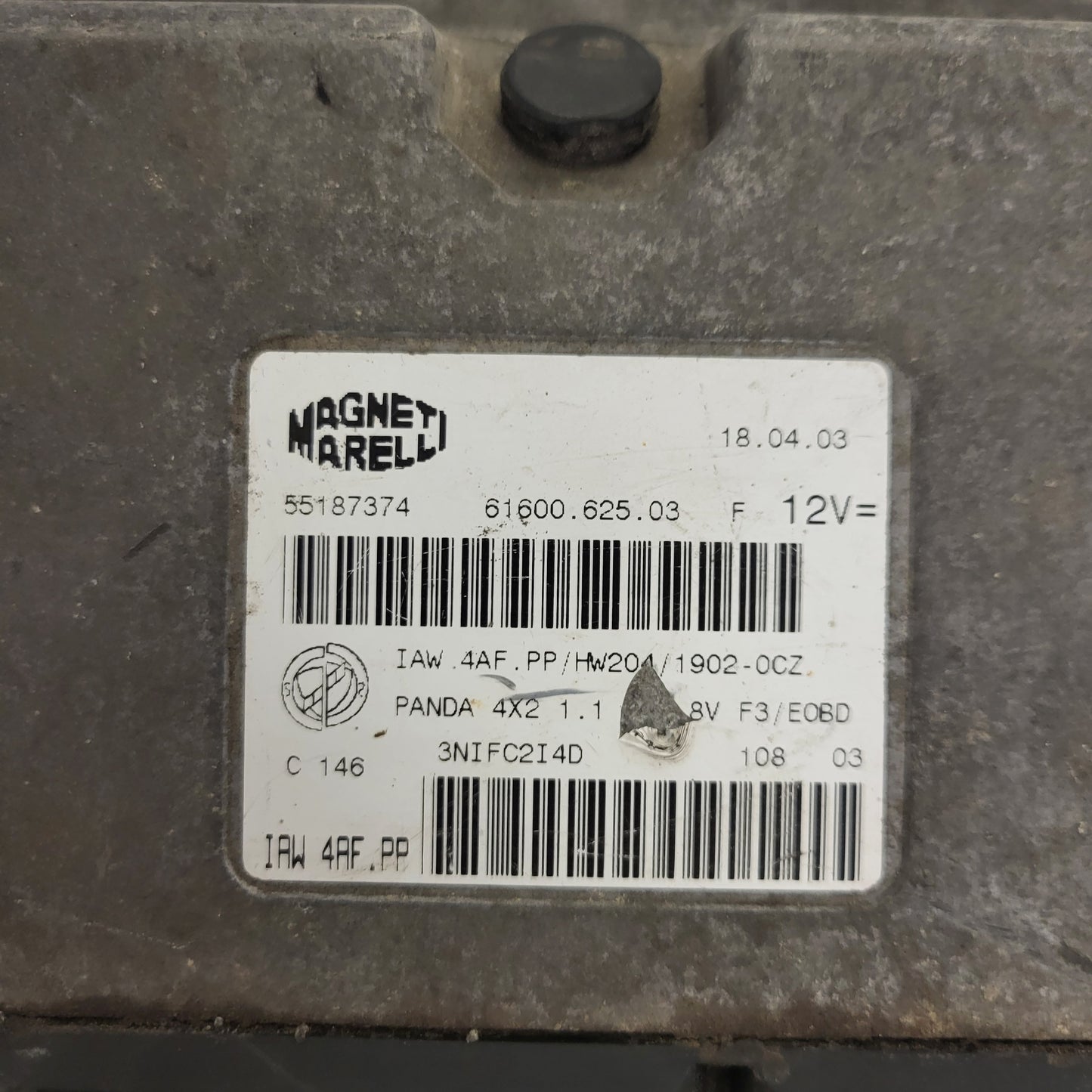 FIAT PANDA 1.1 ECU / 55187374 / IAW4AF.PP / HW204 / 61600.625.03 MAGNETI MARELLI