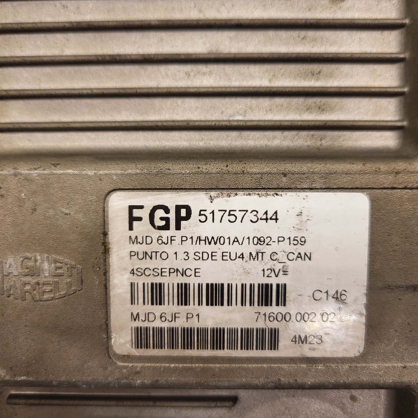 FIAT PUNTO 1.3 ECU / 51757344 / MJD 6JF.P1 / HW01A / MAGNETI MARELLI