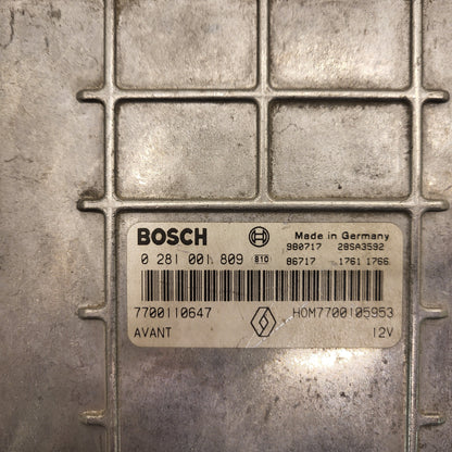 Renault ECU / 0281001809 / 7700110647 / HOM7700105953 / 7700105953 / BOSCH
