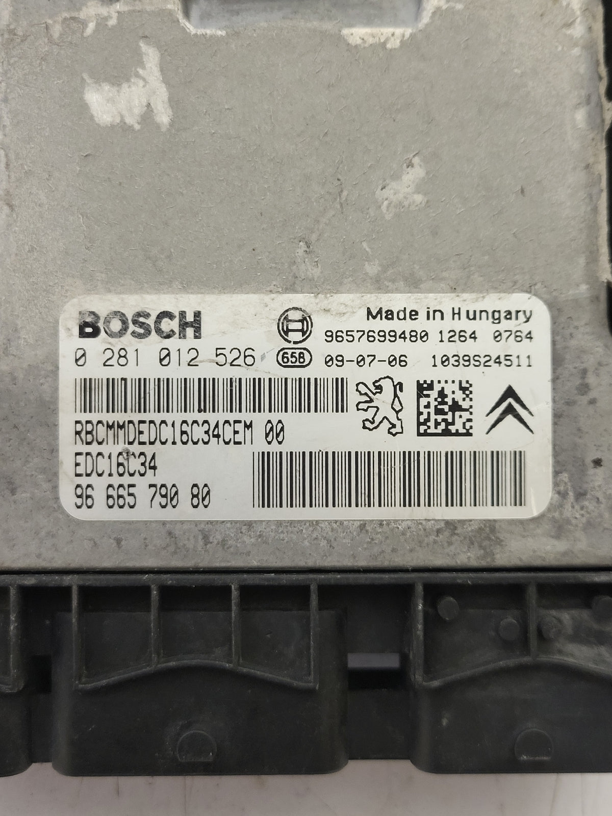PEUGEOT CITROEN ECU / BOSCH / 0281012526 / 9666579080 / EDC16C34 / 9657699480 - B79-05 - 2