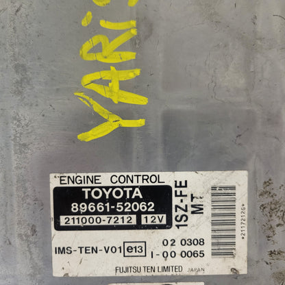 TOYOTA YARIS 1SZ-FE ECU / 89661-52062 / 211000-7212 / FUJITSU