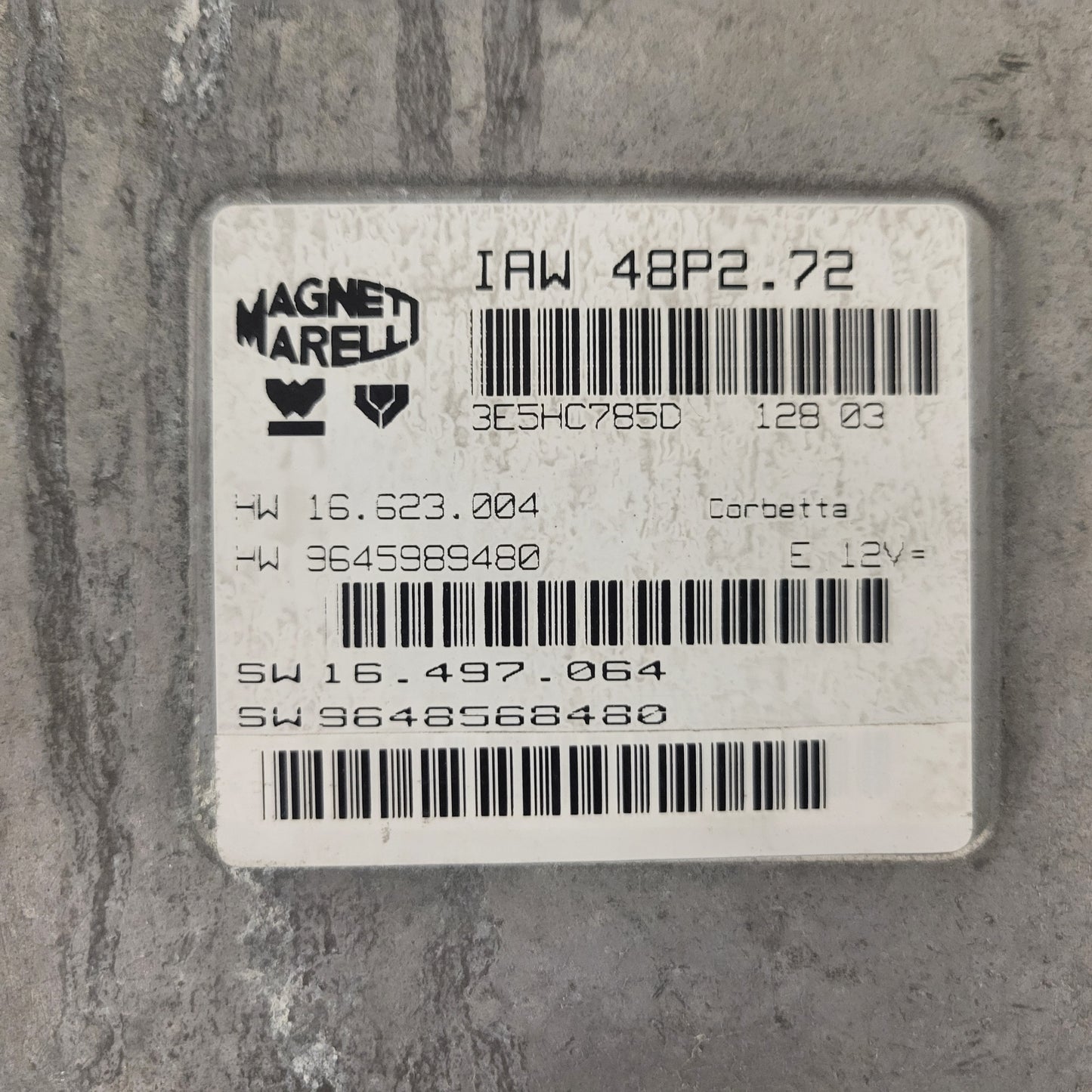 PEUGEOT CITROEN ECU / IAW 48P2.72 / SW 9648568480 / HW 9645989480 / MAGNETI MARELLI