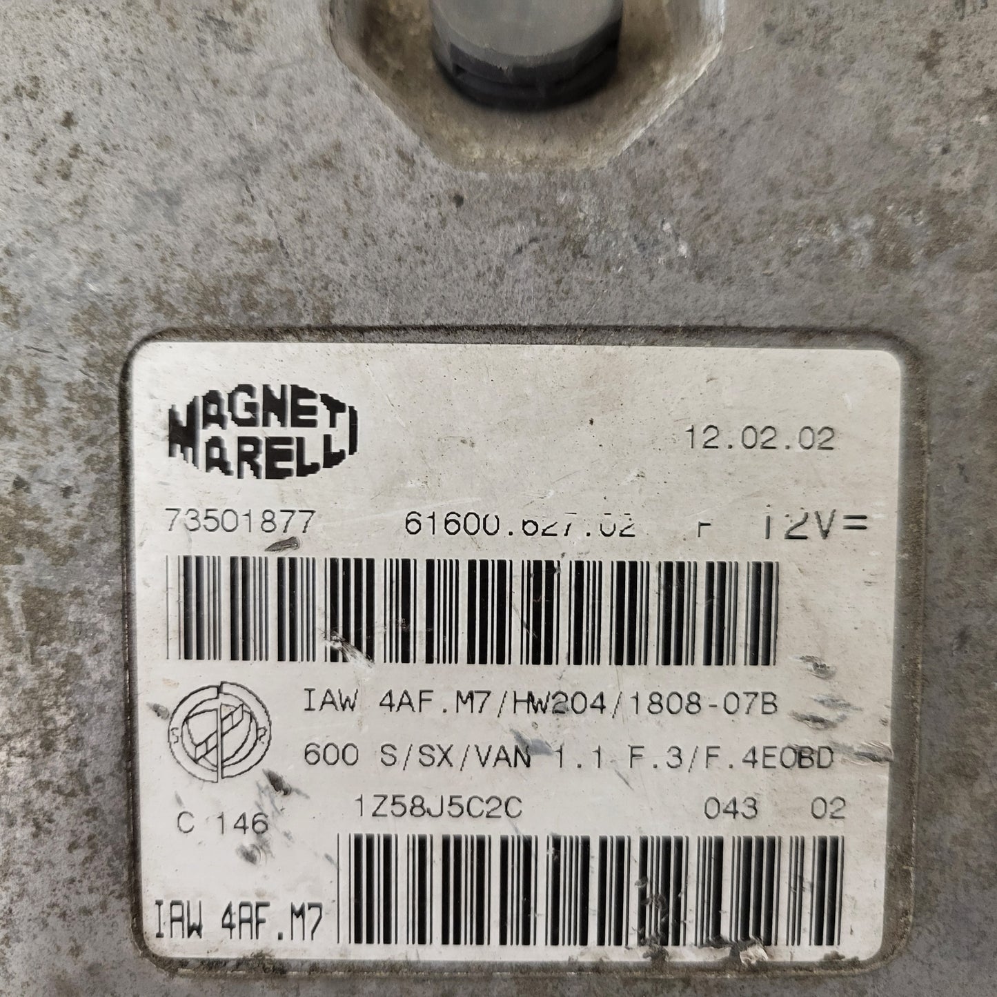 Fiat 600 ECU / IAW4AF.M7 / 73501877 / HW204 / MAGNETI MARELLI