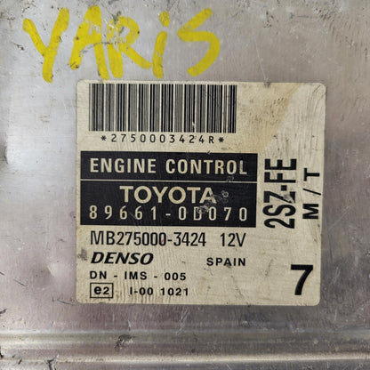 TOYOTA YARIS ECU / 89661-0D070 / MB275000-3424 / 2ZS-FE / DENSO