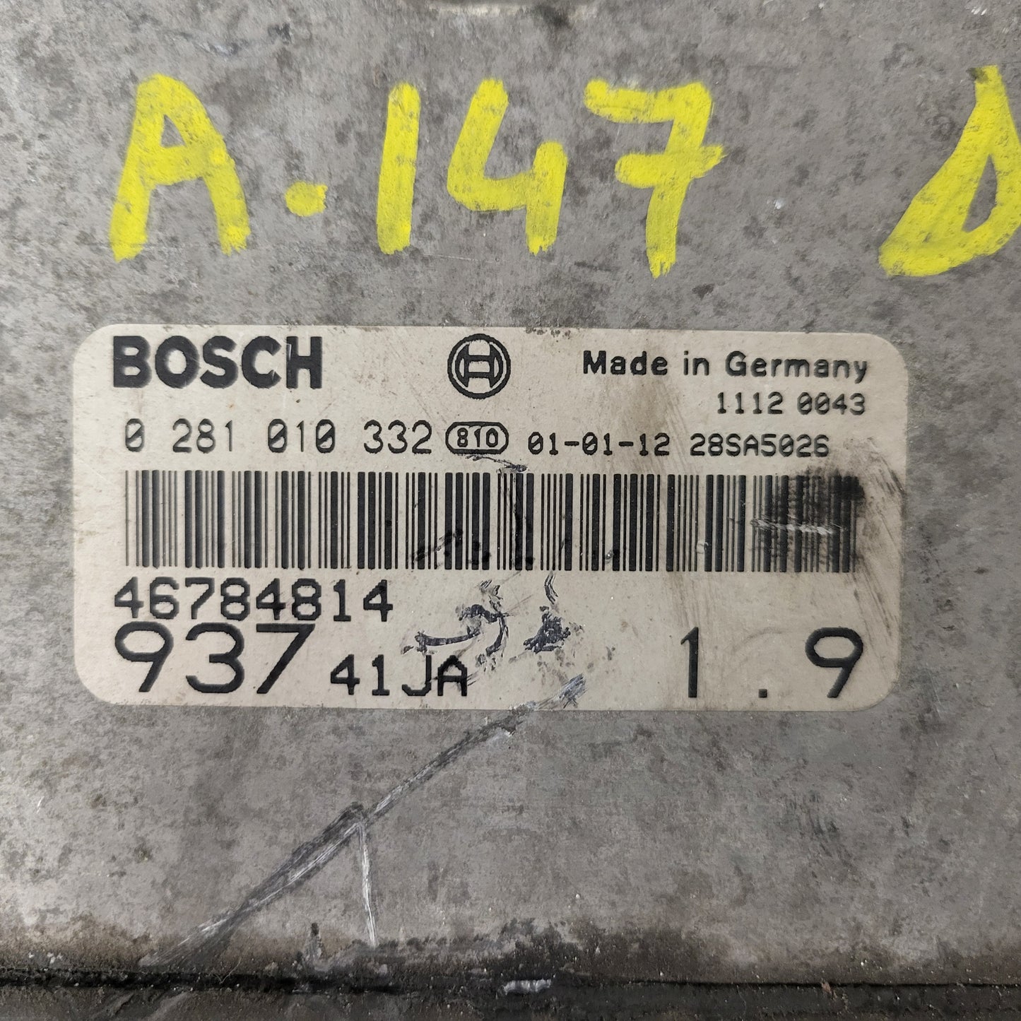 ALFA ROMEO 147 ECU / 0281010332 / 46784814 / BOSCH