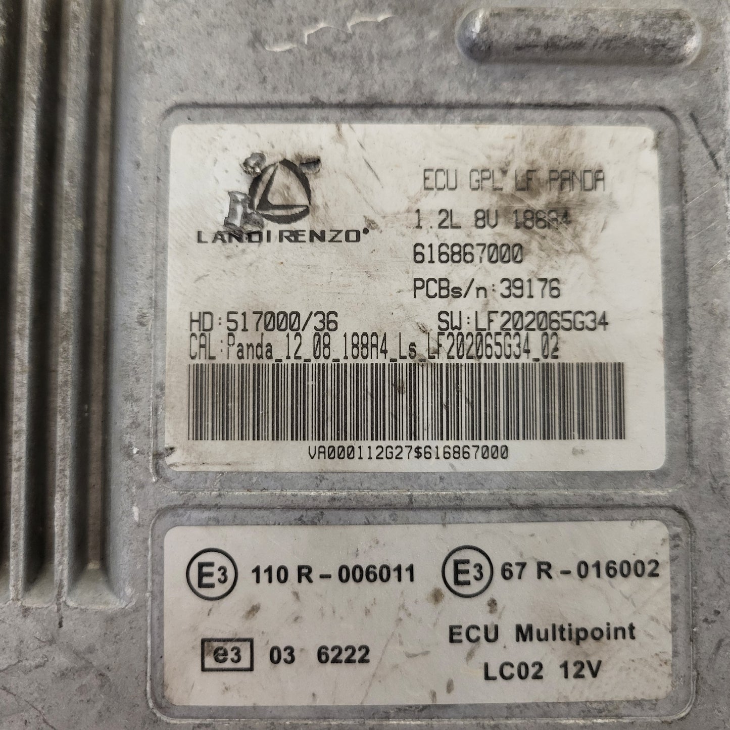 Fiat Panda ECU LPG / 616867000 / 616517000 / 517000/36 / LANDI RENZO