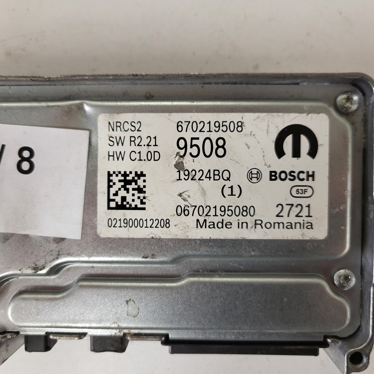 FIAT ALFA MODULE ECU / NRCS2 / 670219508 / 19224BQ / SW R2.21 / HW C1.0D / BOSCH MOPAR
