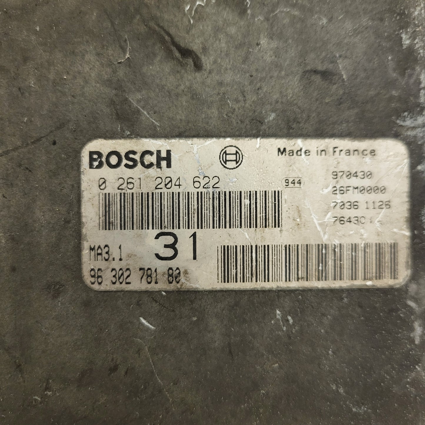 Peugeot 106 Citroen Saxo 1.1 ECU / 0261204622 / 9630278180 / MA3.1 / BOSCH