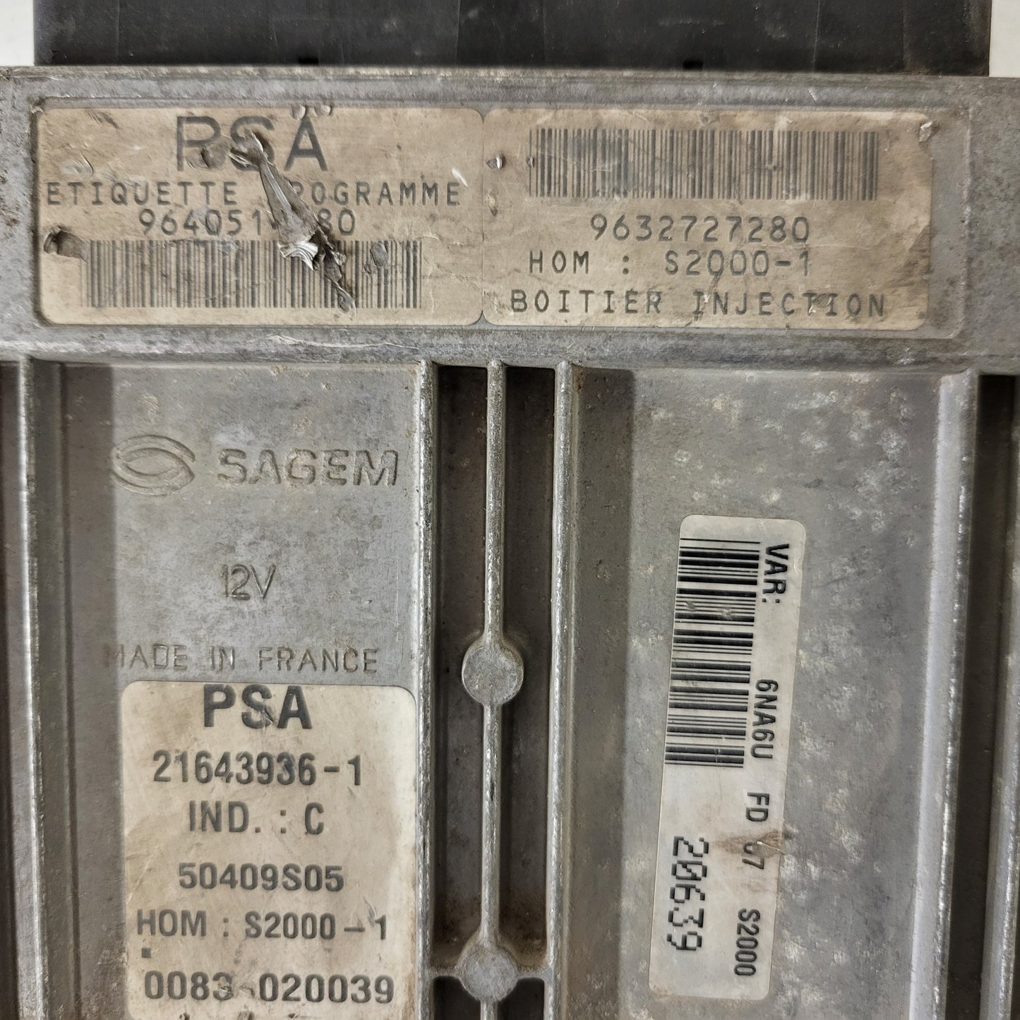 Citroen Xsara 1.8 ECU / 9640514780 / 21643936-1 / S2000-1 / 9632727280 / SAGEM