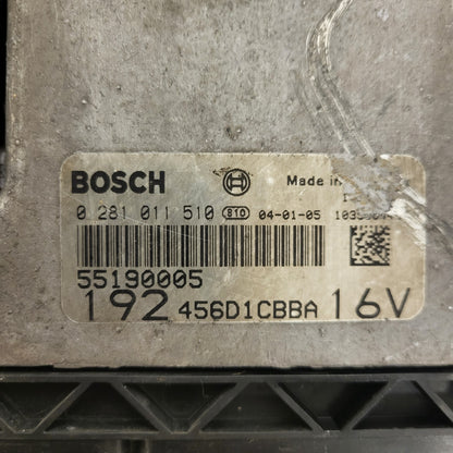 FIAT STILO ECU / 0281011510 / 55190005 / 192456D1CBBA / BOSCH