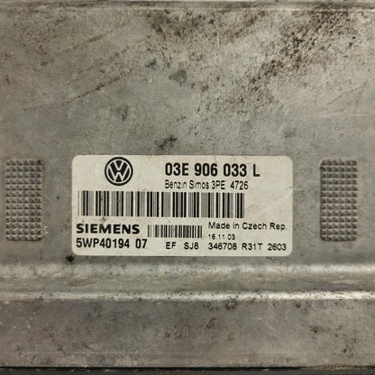 VW POLO 1.2 ECU / 03E906033L / 5WP40194 07 / SIEMENS