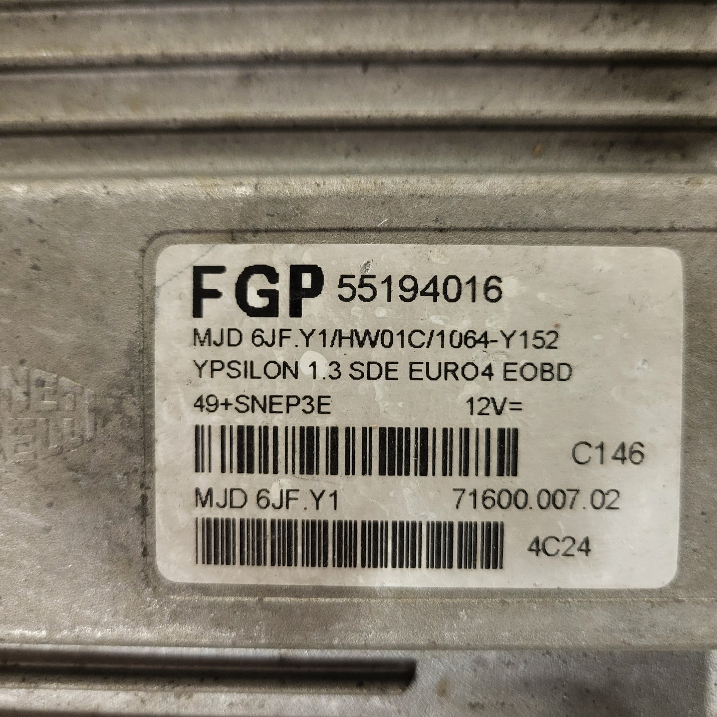 LANCIA Y ECU / 55194016 / MJD 6JF.Y1 / HW01C / MAGNETI MARELLI