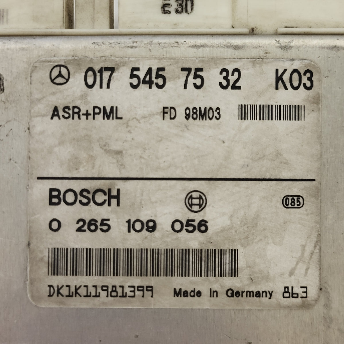 MERCEDES BENZ E CLASS ECU MODULE / 0175457532 / 0265109056 / BOSCH - B89-09 - 2
