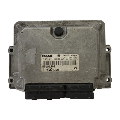 FIAT STILO 1.9 JTD ECU / 0281011553 / 55191209 / 19247DAA / BOSCH - B89-15 - 1