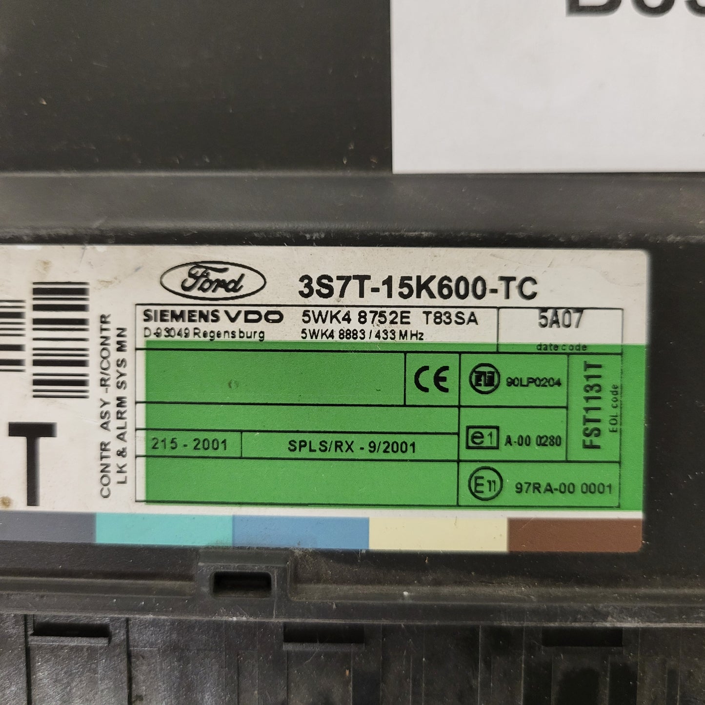 Ford ECU MODULE / 3S7T-15K600-TC / 5WK4 8752E T83SA / SIEMENS