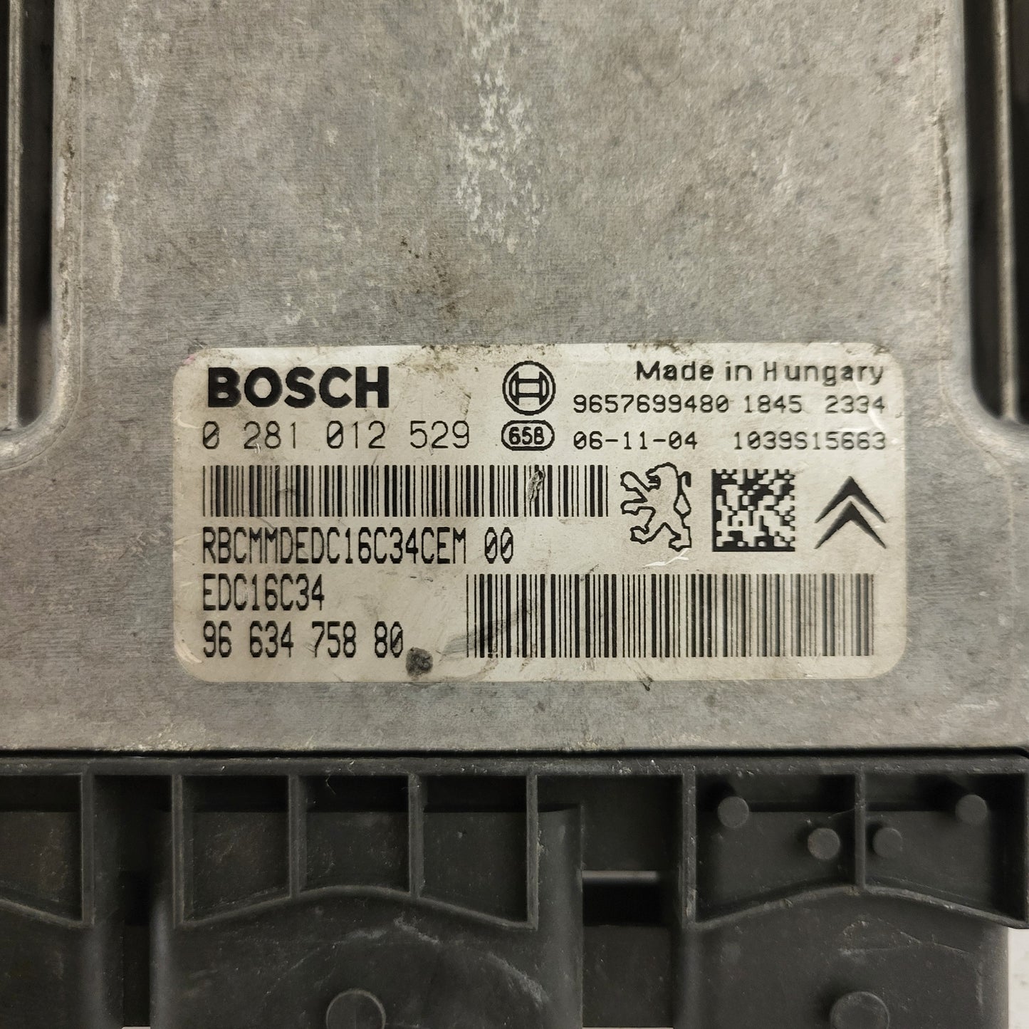 PEUGEOT CITROEN ECU / 0281012529 / 9663475880 / 9657699480 / EDC16C34 / BOSCH