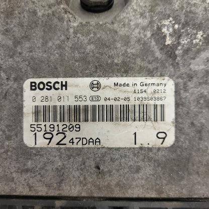 FIAT STILO 1.9 JTD ECU / 0281011553 / 55191209 / 19247DAA / BOSCH