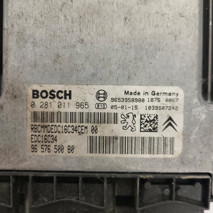 PEUGEOT 207 ECU / 0281011965 / 9657650080 / EDC16C34 / 9653958980 / BOSCH