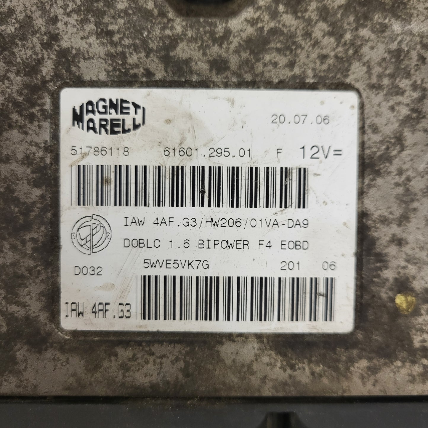 FIAT DOBLO ECU / 51786118 / IAW 4AF.G3 / HW206 / MAGNETI MARELLI