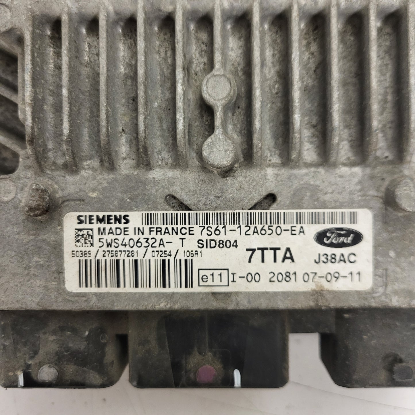 FORD FIESTA ECU / 7S61-12A650-EA / 5WS40632A-T / 7TTA / J38AC / SID804 / SIEMENS