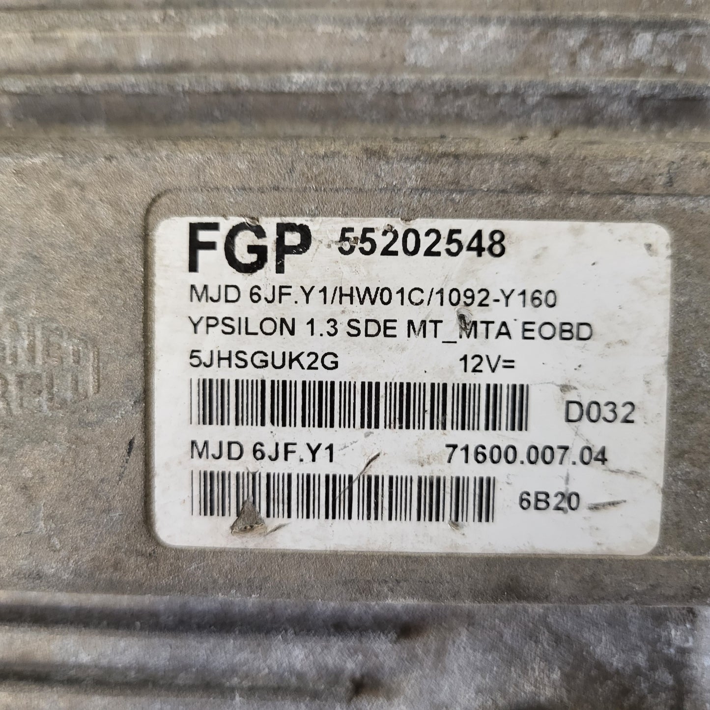 LANCIA Y YPSILON ECU / MJD 6JF.Y1 / 55202548 / HW01C / MAGNETI MARELLI