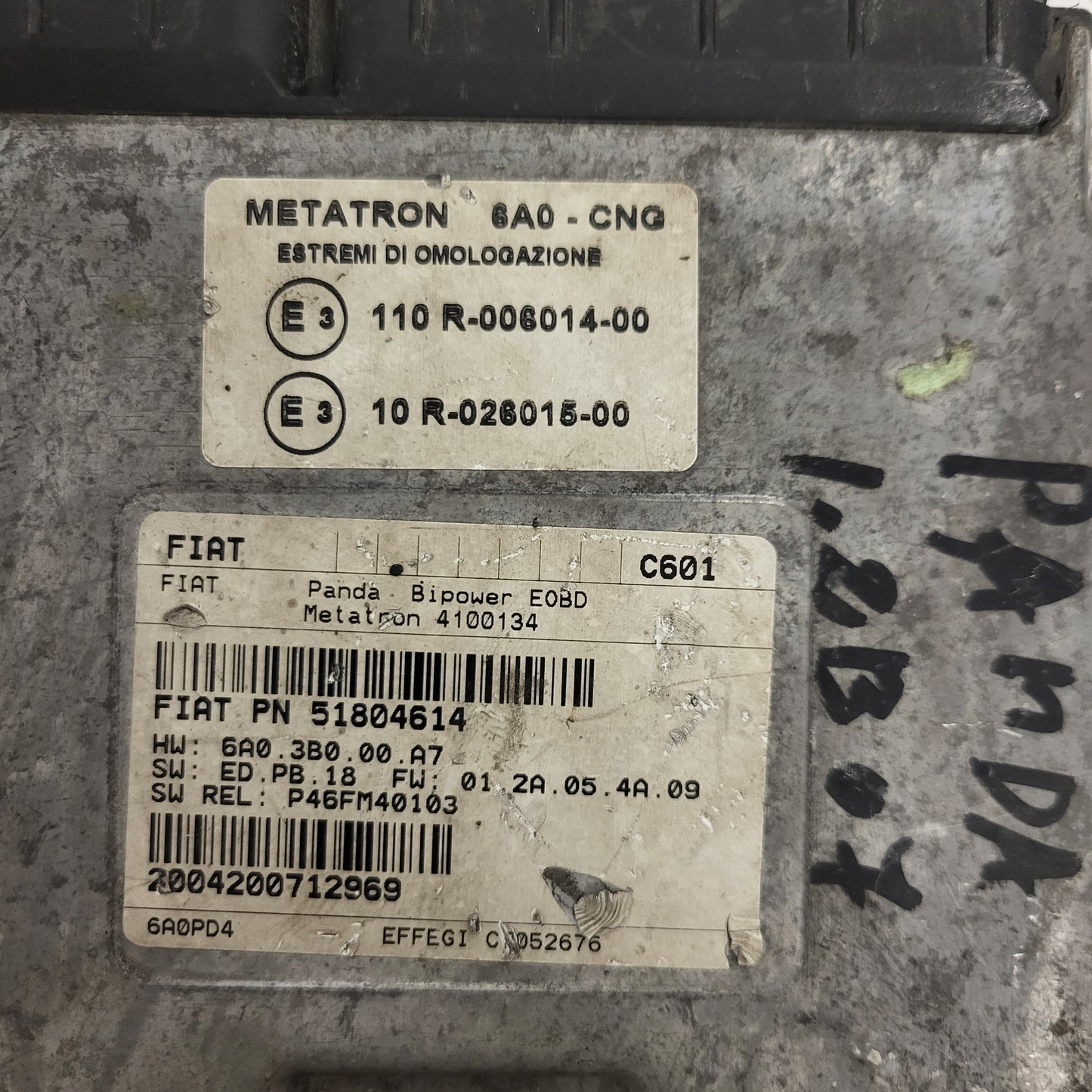 Fiat Panda ECU / 51804614 / 4100134 / METATRON