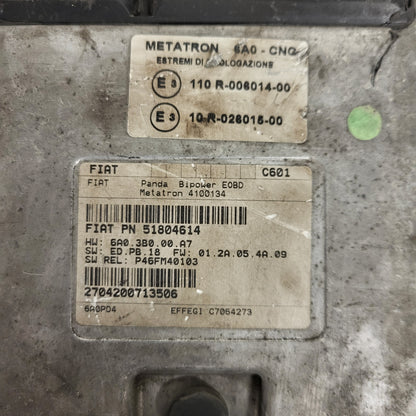 Fiat Panda ECU / 51804614 / 4100134 / METATRON
