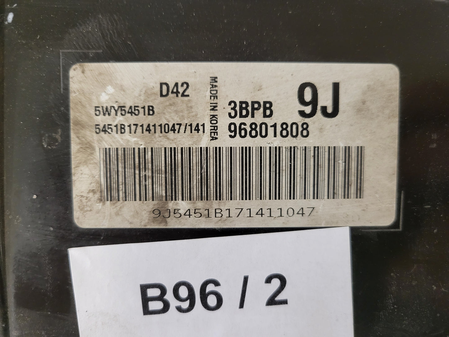 CHEVROLET MATIZ ECU / 96801808 / 5WY5451B / 3BPB / 9J / D42 / DAEWOO