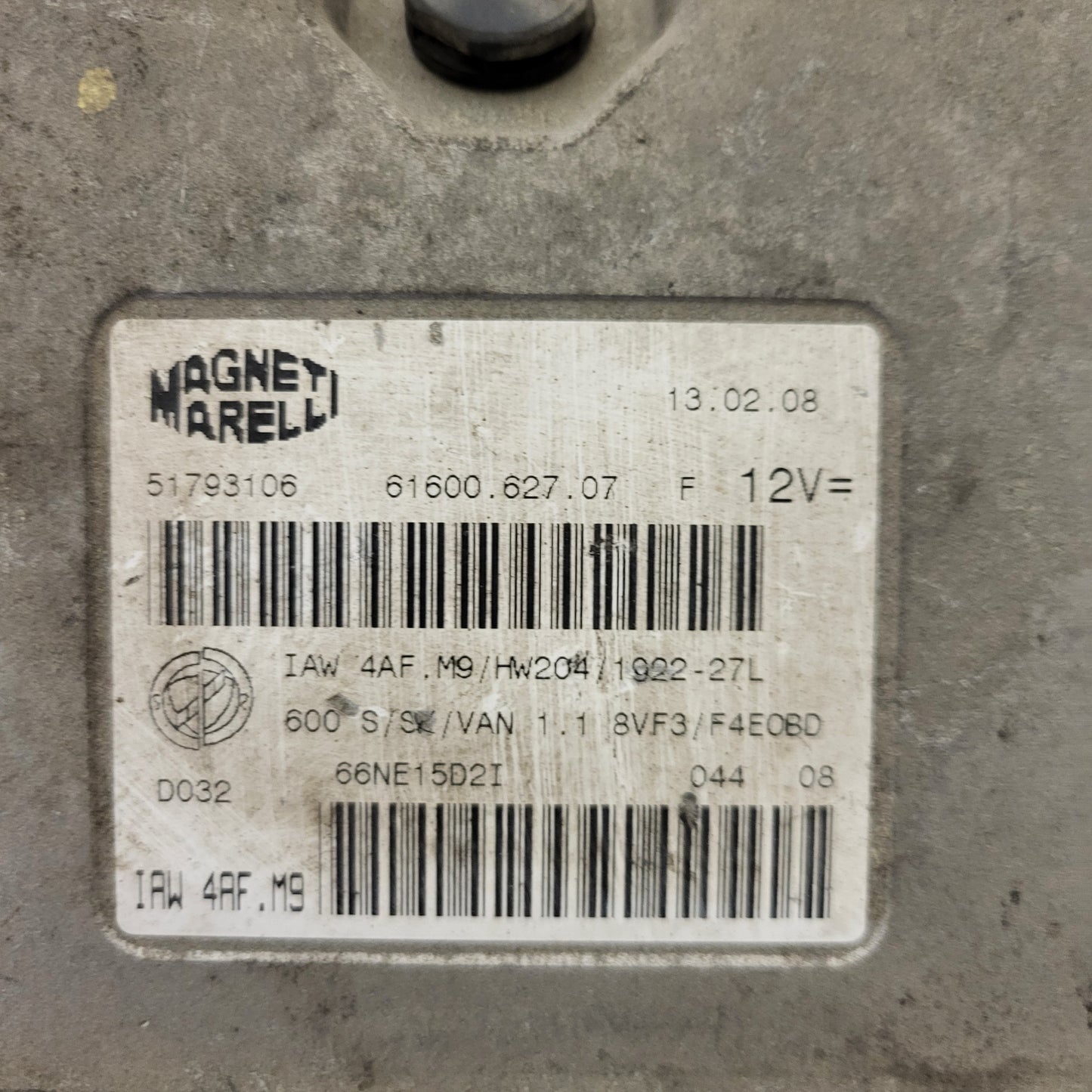 Fiat Seicento 600 ECU / 51793106 / IAW 4AF.M9 / 61600.627.07 / HW204