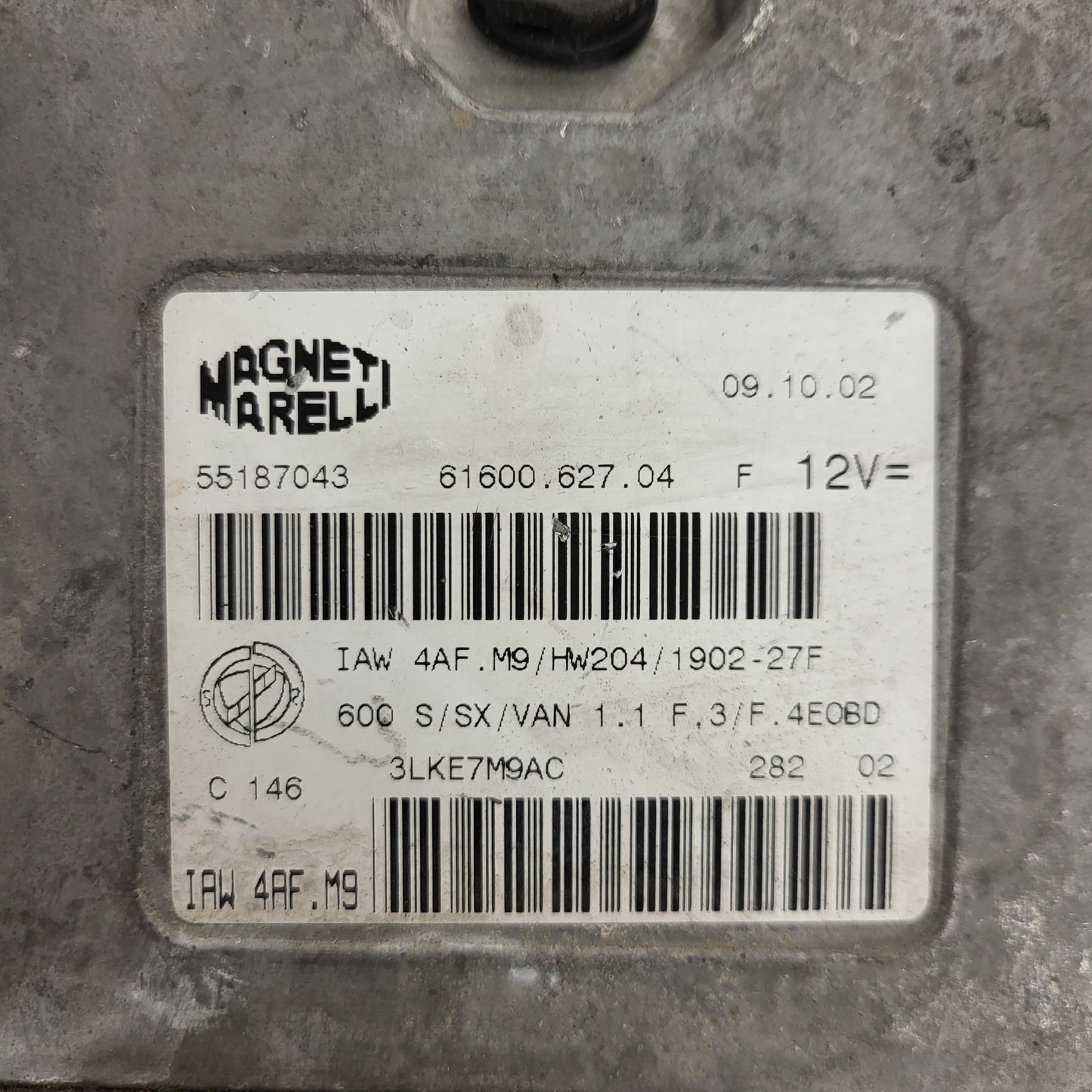 FIAT SEICENTO 600 ECU / 55187043 / IAW 4AF.M9 / 61600.627.04 / MAGNETI MARELLI
