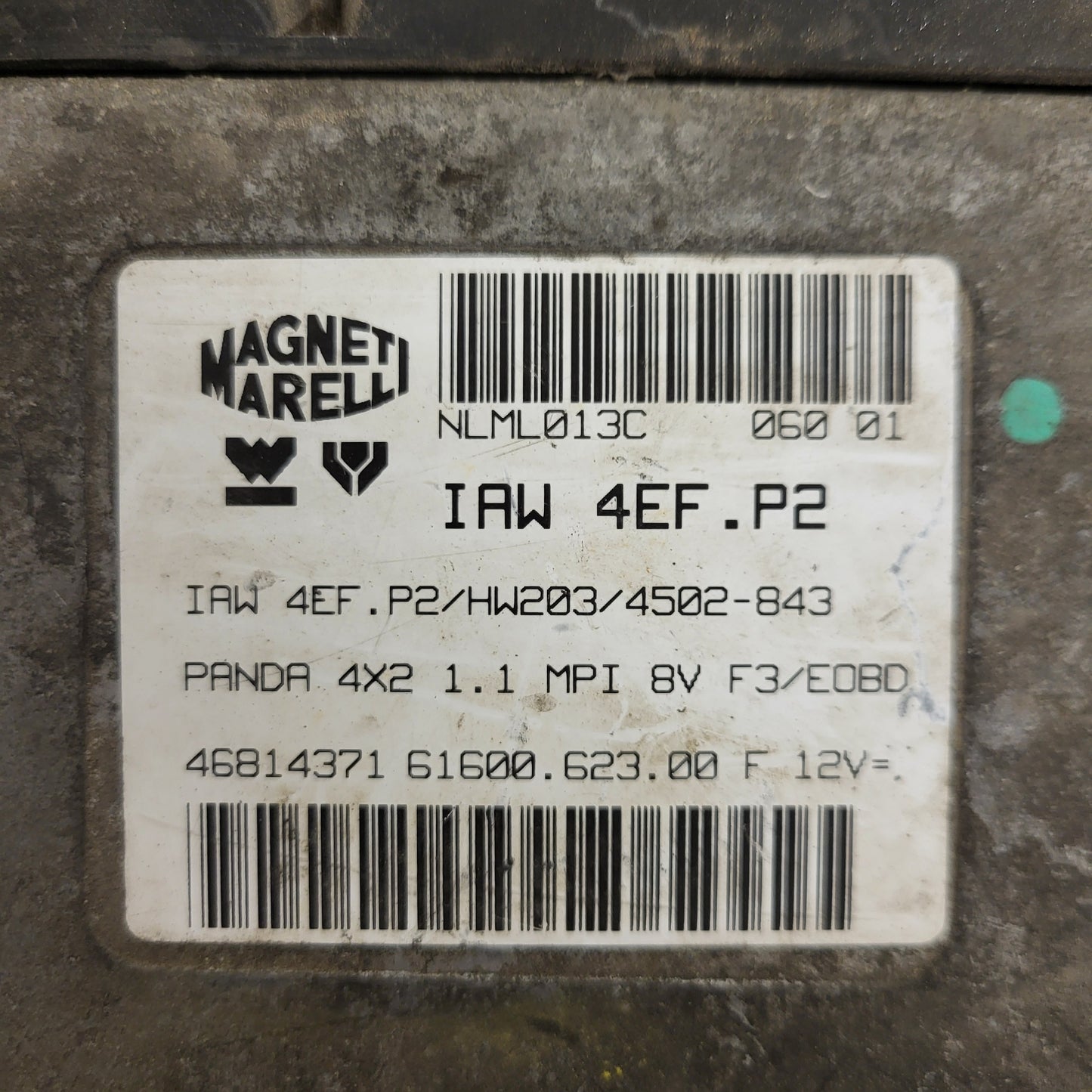 FIAT PANDA 1.1 ECU / 46814371 / IAW 4EF.P2 / 61600.623.00 / HW203 / MAGNETI MARELLI