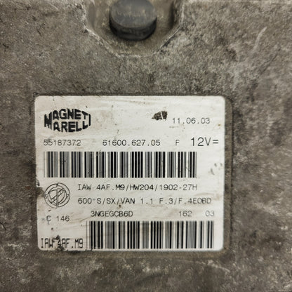 Fiat Seicento 600 ECU / 55187372 / IAW 4AF.M9 / 61600.627.05 / HW204 / MAGNETI MARELLI