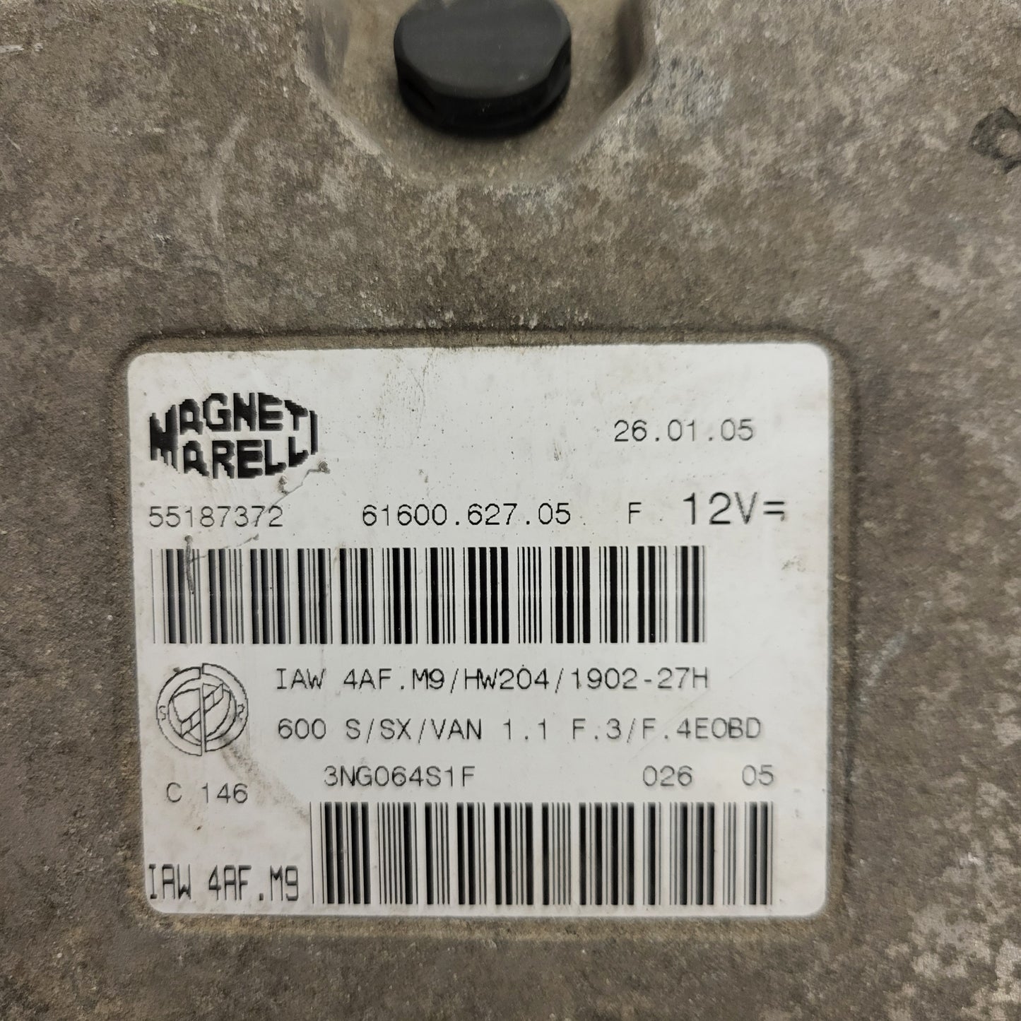 Fiat Seicento 600 ECU / 55187372 / IAW 4AF.M9 / 61600.627.05 / HW204 / MAGNETI MARELLI