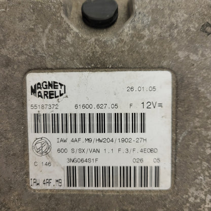 Fiat Seicento 600 ECU / 55187372 / IAW 4AF.M9 / 61600.627.05 / HW204 / MAGNETI MARELLI