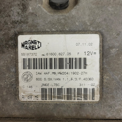 Fiat Seicento 600 ECU / 55187372 / IAW 4AF.M9 / 61600.627.05 / HW204 / MAGNETI MARELLI